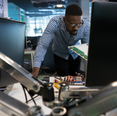 Tech worker with hardware