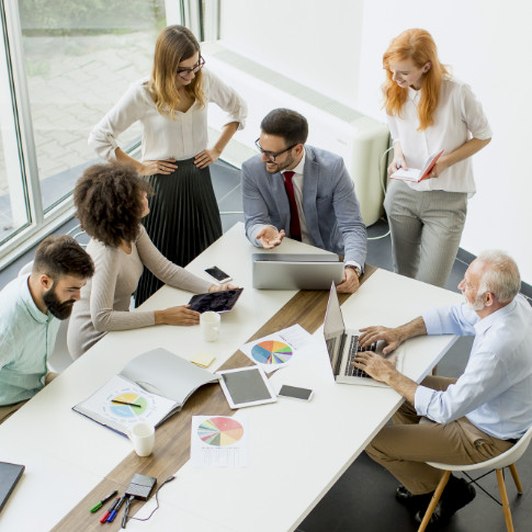 employees in a meeting